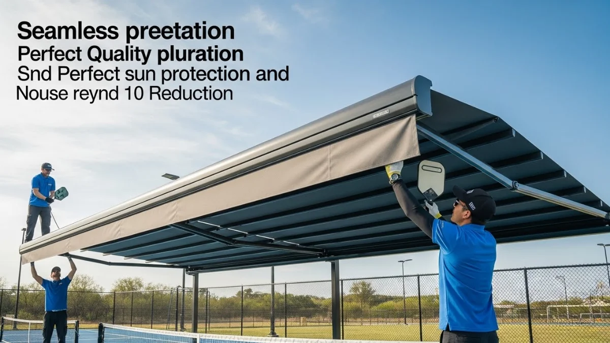 Mái xếp sân Pickleball sử dụng bạt PVC cao cấp chống tia cực tím