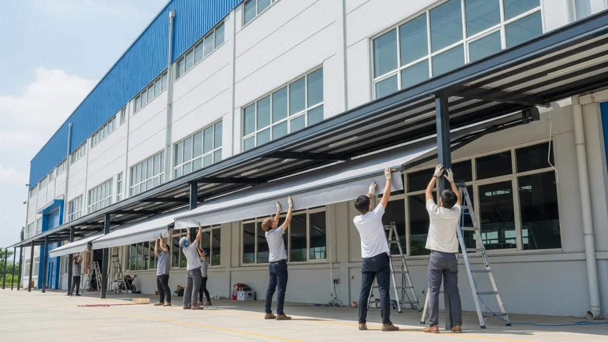 Mô hình mái che nhà xưởng thông minh tích hợp công nghệ IoT và cảm biến nhiệt độ tự động