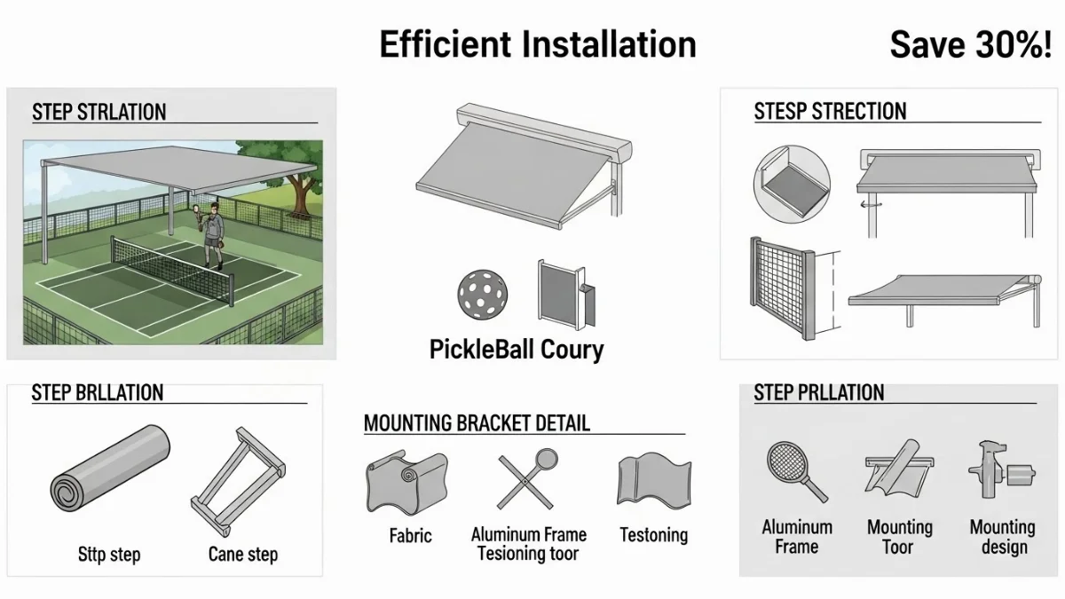 Hoàn thiện mái xếp di động đẹp mắt cho không gian sân pickleball