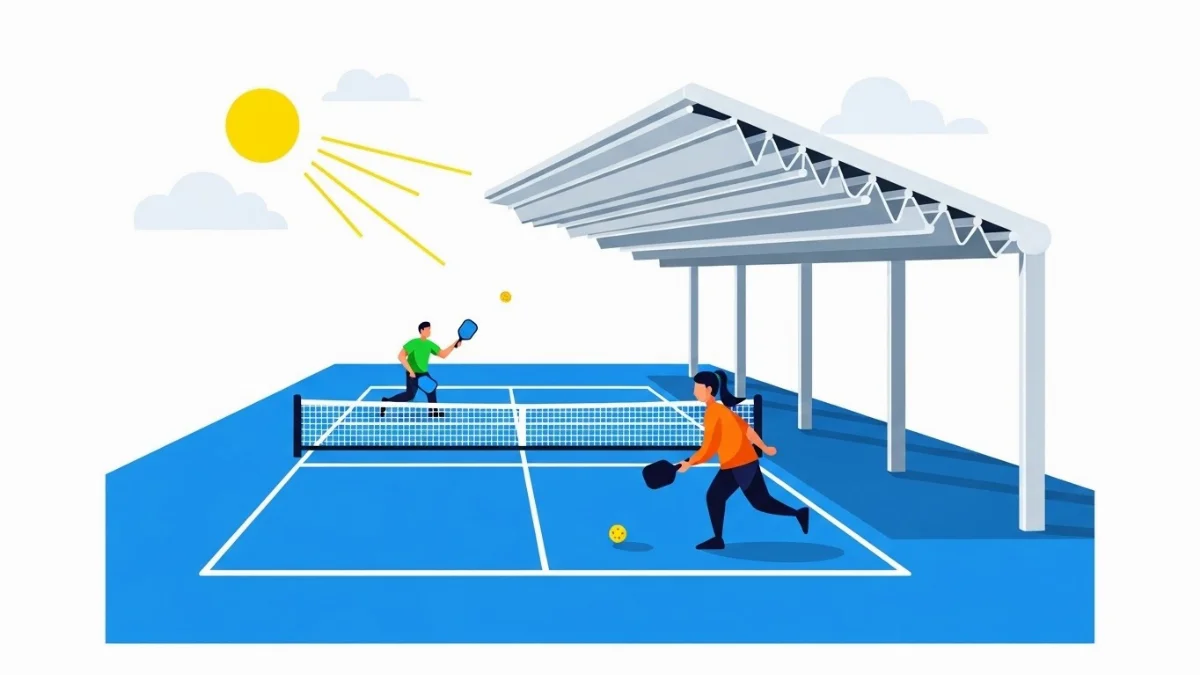 Công trình mái xếp sân pickleball vững chắc, đảm bảo an toàn và thẩm mỹ cao.