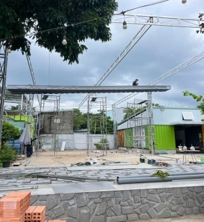 Mái che xếp bạc tự động thi công ở trà  vinh