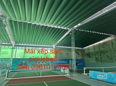 Thi công mái bạt cuốn sân pickleball mái xếp Phan Trung