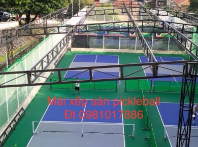 Thi công mái bạt cuốn sân pickleball mái xếp Phan Trung