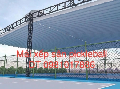 Thi công mái bạt cuốn sân pickleball mái xếp Phan Trung