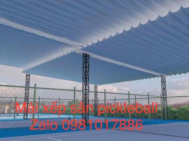 Thi công mái bạt cuốn sân pickleball mái xếp Phan Trung