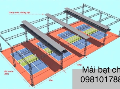 Thi công mái che sân pickleball