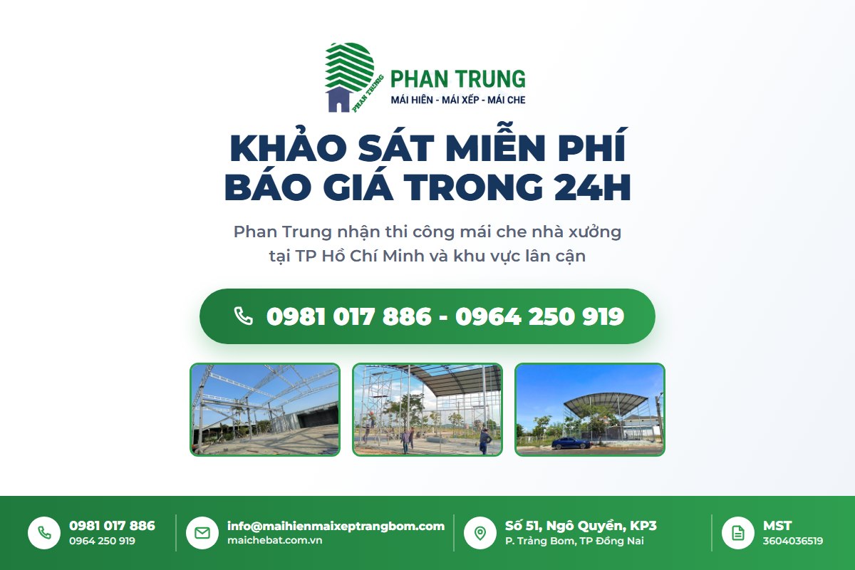 Phan Trung thi công mái che nhà xưởng