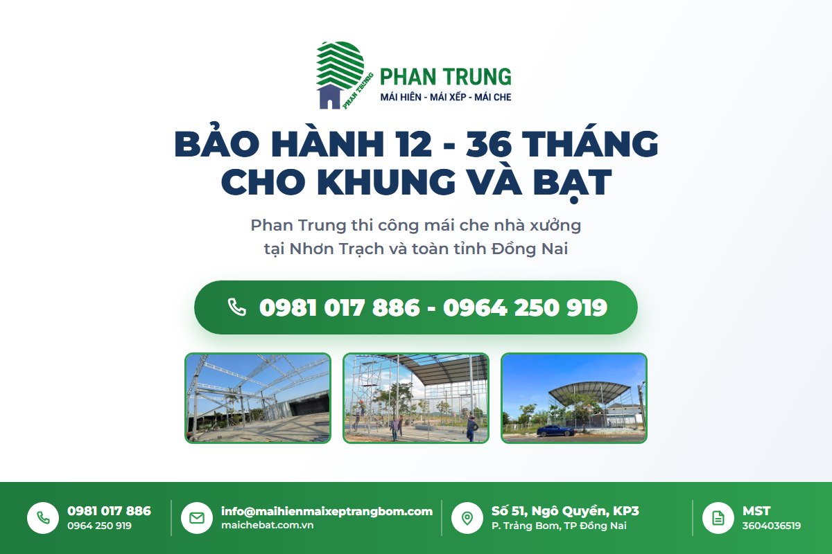 Phan Trung thi công mái che nhà xưởng Nhơn Trạch