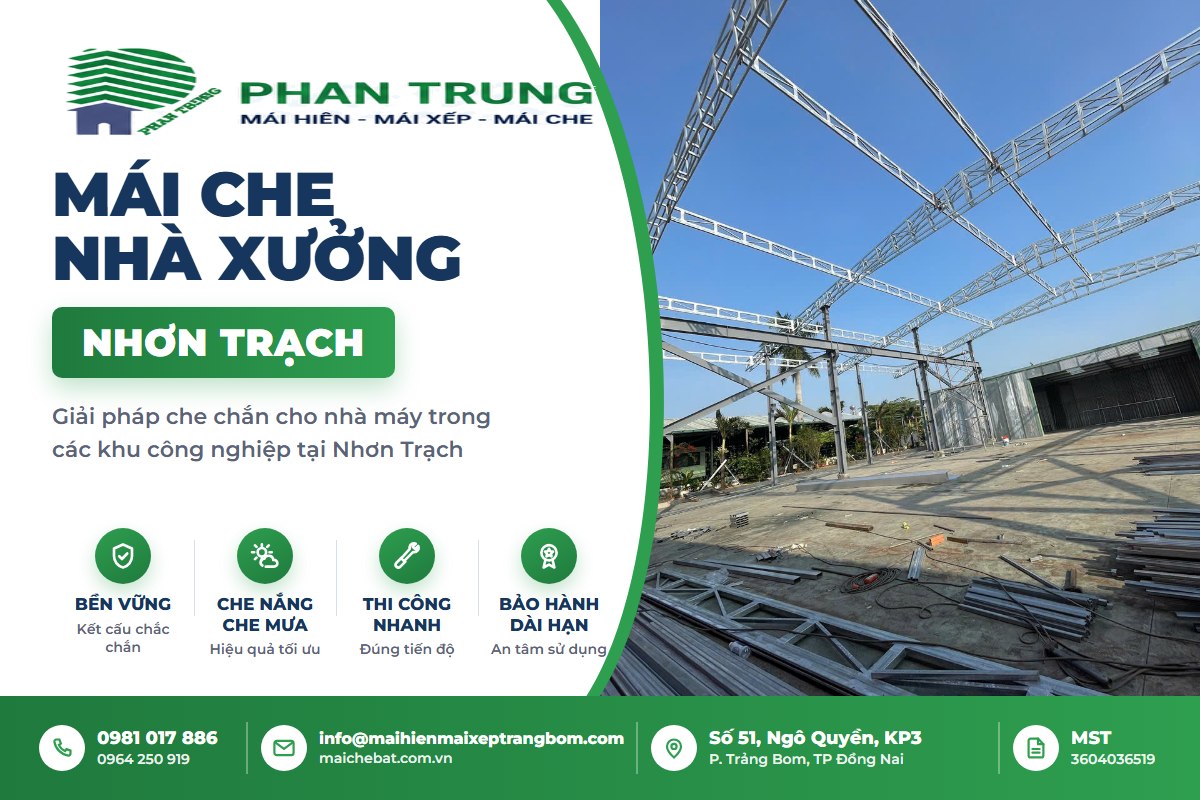Mái che nhà xưởng Nhơn Trạch