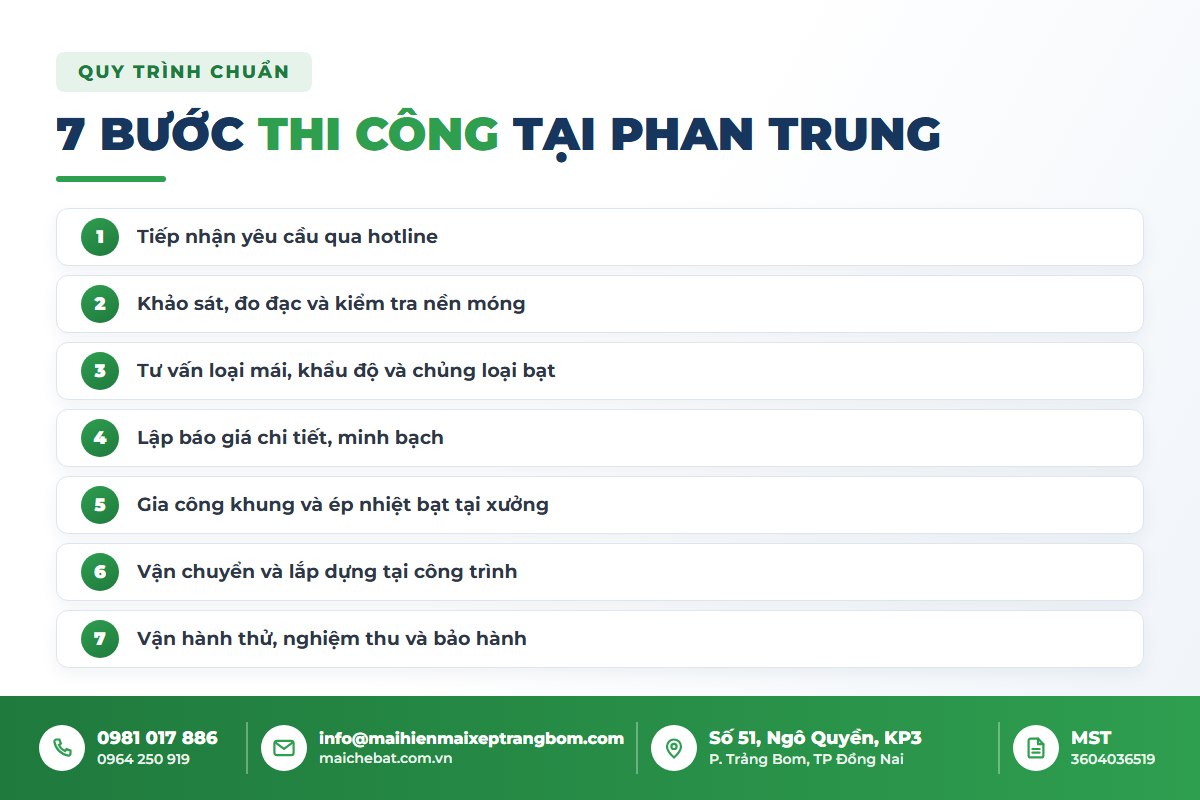 Quy trình thi công mái che nhà xưởng
