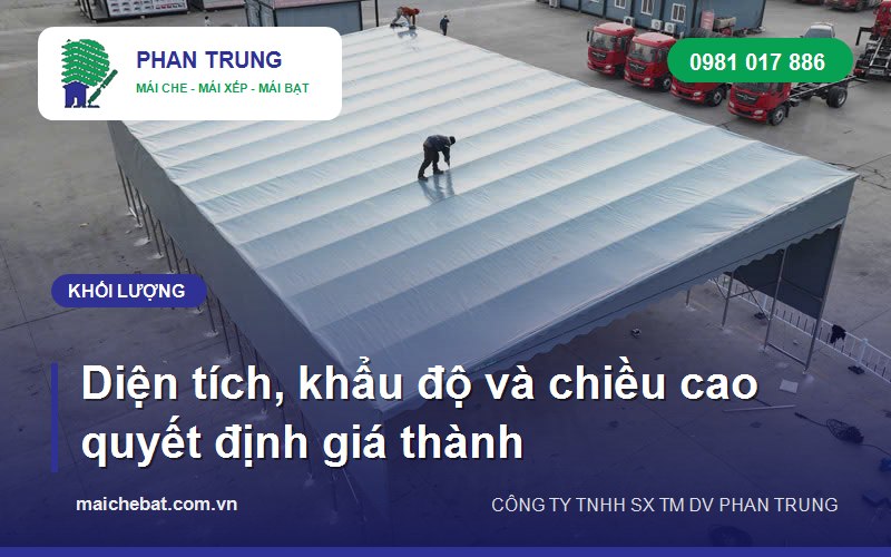 khối lượng ảnh hưởng báo giá mái che bạt