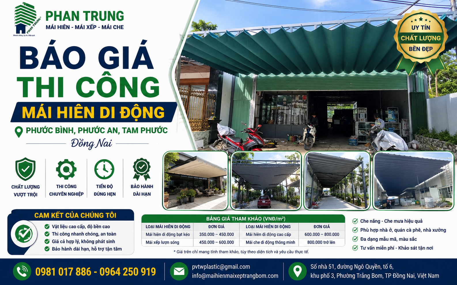 Giải pháp mái che bạt kéo Đồng Nai phù hợp cho nhà ở và cửa hàng
