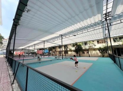 Mái bạt xếp sân Pickleball