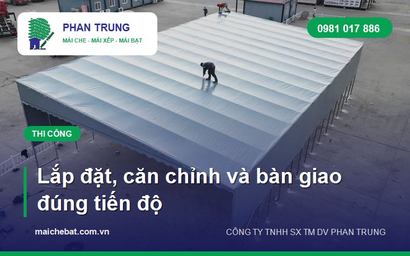 thi công mái che bạt tự động