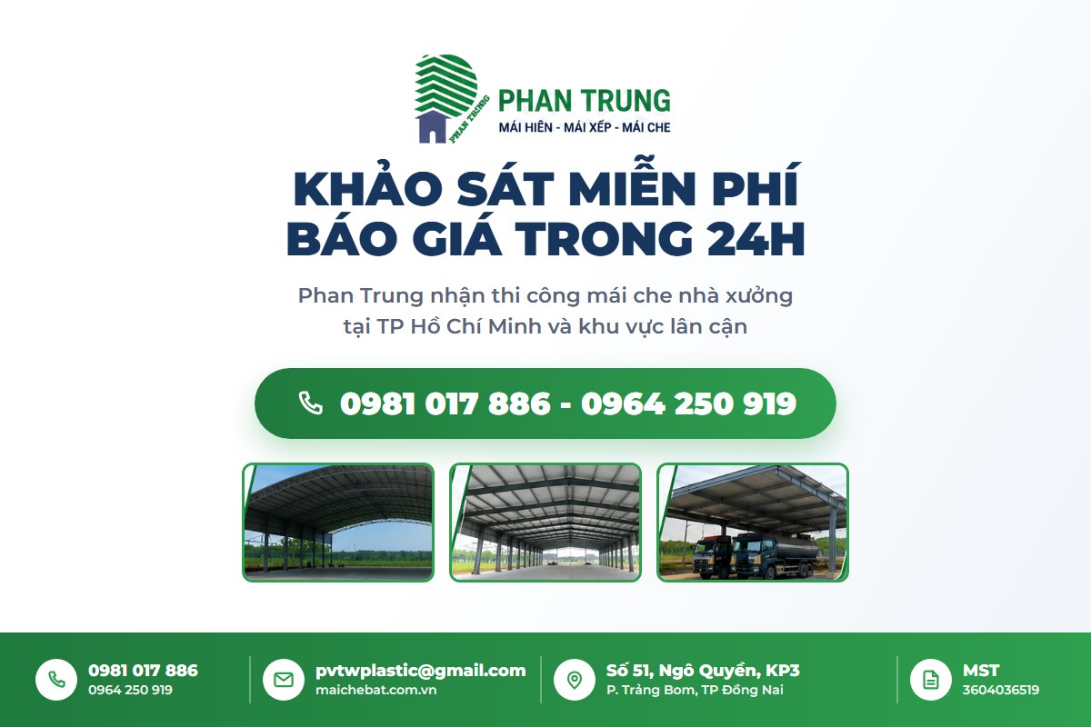 Phan Trung thi công mái che nhà xưởng