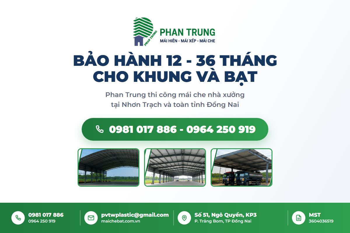 Phan Trung thi công mái che nhà xưởng Nhơn Trạch
