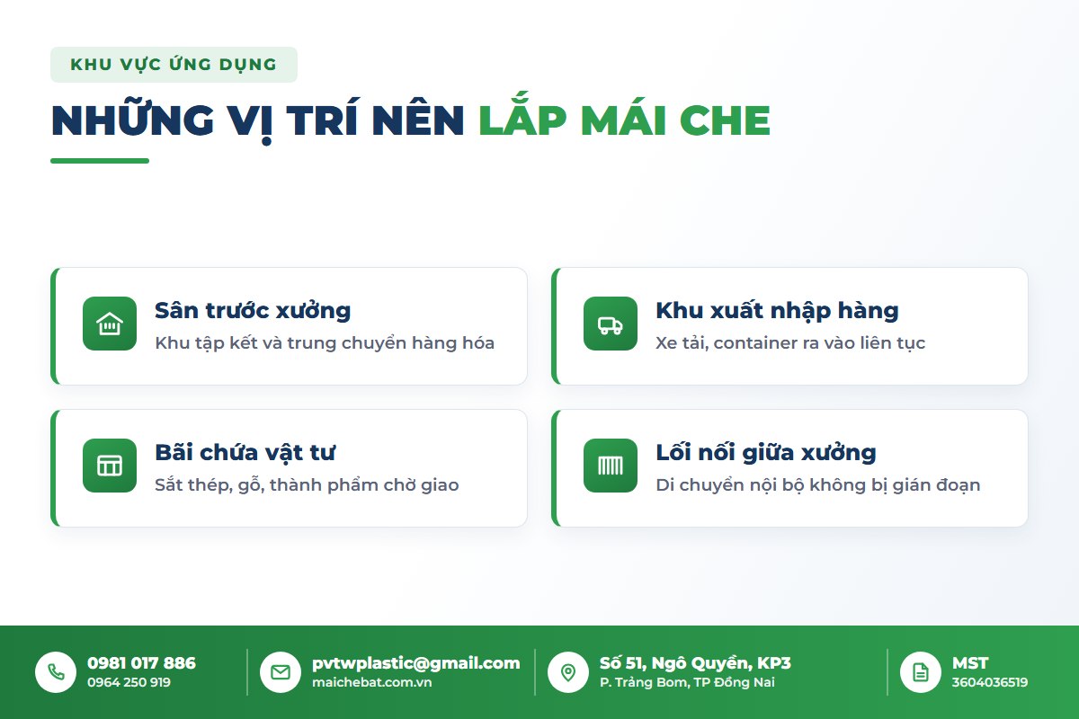 Các loại mái che nhà xưởng tại Long Phước