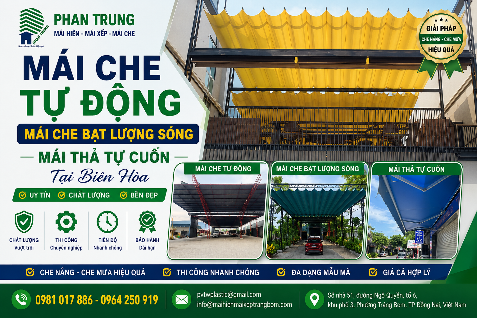 Mẫu mái che bạt lượn sóng Biên Hòa bền đẹp cho quán cà phê