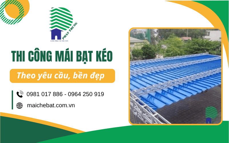 thi công mái bạt kéo