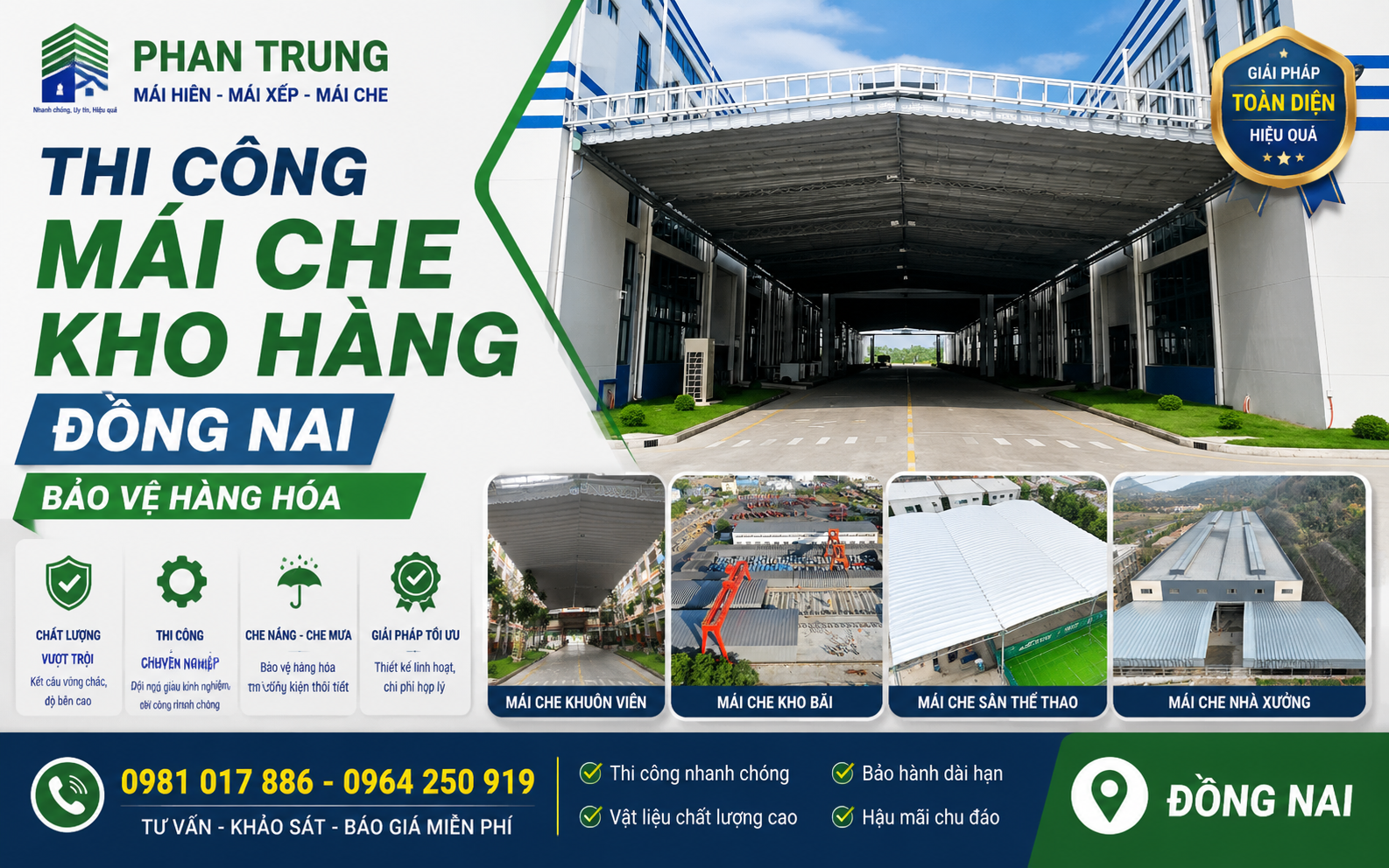 Mái che khu vực xuất nhập hàng thuận tiện cho hoạt động vận chuyển